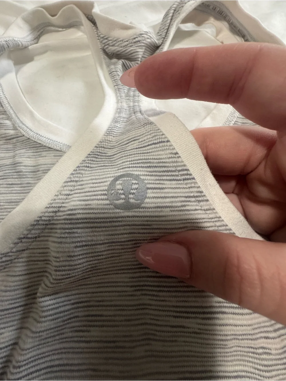 lululemon athletica Heather Gray Striped Racerback Tank